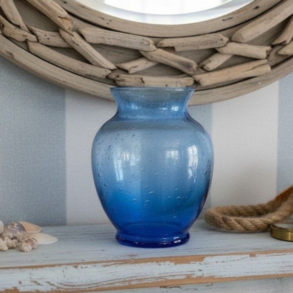 Indiana Glass Bubble Art Blue Vase,‎ Vintage Centerpiece Decor, Replacement
